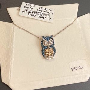 SOLD! Owl Necklace - Fine Silver, Crystal Pendant